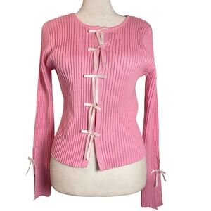Coquette Pink Cardigan with Pink Bows Feminine Medium